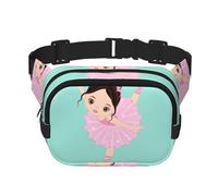Little Ballerina Dancing Girl Print Square Waist Purse Double Layer Fanny BagTrendy Travel Waist Bag for Men and Women, noir, One Size