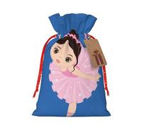 Little Ballerina Dancing Girl Sac d'emballage de Noël en lin avec cordon de serrage Sac cadeau de mariage