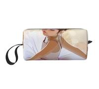 Little Ballerina Dancing Girl Trousse de maquillage imprimée avec poignée, légère et portable, organisateur de cosmétiques pour voyage, gym et usage quotidien - Cadeau pour femmes et filles, blanc