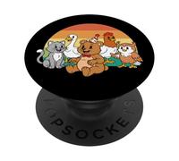 Little Bear Birthday Squad Y2K Animal Party Matching Retro PopSockets PopGrip Adhésif