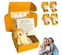 Little Bear in a Box, My Little Worry Bear, Handmade Mini Plush Bears in Box,Adorable Little Bears for Graduation Birthday, Animal Positive Gifts, Desk Accessories (White)