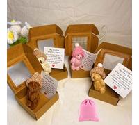 Little Bear in Box, Handmade Mini Plush Bear in Box, Mini Plush with Inspirational Card, Pocket Doll, Adorable Little Desk Accessories for Lovers(Four.)