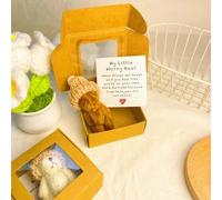 Little Bear in Box, Handmade Mini Plush Bear in Box, Mini Plush with Inspirational Card, Pocket Doll, Adorable Little Desk Accessories for Lovers(c)