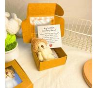 Little Bear in Box, Handmade Mini Plush Bear in Box, Mini Plush with Inspirational Card, Pocket Doll, Adorable Little Desk Accessories for Lovers(a)