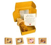 Little Bear in Box,Handmade Mini Plush Bear in Box,My Little Worry Bears,Pocket Bears with Inspirational Card,A Plush Animal for Friends Or Lovers (Coffee)