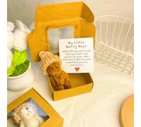 Little Bear in Box,Handmade Mini Plush Bear in Box with Inspirational Card,Emotional Support Worry Bears,Sympathy Gift for Graduation,Birthday,Valentine's Day (Coffee)
