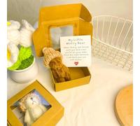 Little Bear in Box, Handmade Mini Plush Bear in Box with Mini Plush Bear with Inspirational Card, Sympathy Gift for Christmas and Valentine's Day & Mother's Day (Coffee)