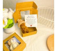 Little Bear in Box, Handmade Mini Plush Bear in Box with Mini Plush Bear with Inspirational Card, Sympathy Gift for Christmas and Valentine's Day & Mother's Day (Brown)