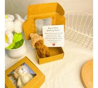 Little Bear in Box, Handmade Mini Plush Teddy Bear in Box, Handmade Mini Plush with Inspirational Card and, Emotional Uplifting Support Pocket Hug Animal Positive Gifts (Coffee)