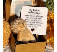 Little Bear in Box,Handmade Mini Plush Teddy Bear in Box with Inspirational Card,Adorable Little Bear for Lovers,Sympathy Gift for Christmas and Valentine's Day & Mother's Day (Brown)