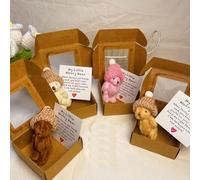 Little Bear in Box,Handmade Mini Plush Teddy Bear in Box with Inspirational Card,Adorable Little Bear for Lovers,Sympathy Gift for Christmas and Valentine's Day & Mother's Day (4pcs)