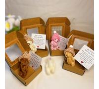 Little Bear in Box, Mini Plush Teddy Bear in Box, Mini Plush Bears, with Inspirational Card, Desk Accessories, Cute BearGifts for Sympathy (4pcs-Mix)