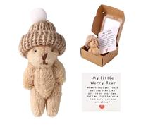 Little Bear in Box,Mini Teddy Bear in Box, Pocket Bear - avec Carte d'Inspiration, Peluche de Soutien Émotionnel, Cadeau Positif pour Noël, Fête des Mères, Saint-Valentin (Marron)