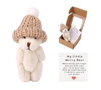 Little Bear in Box,Mini Teddy Bear in Box, Pocket Bear - avec Carte d'Inspiration, Peluche de Soutien Émotionnel, Cadeau Positif pour Noël, Fête des Mères, Saint-Valentin (Blanc)