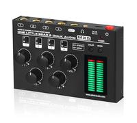 Little Bear - mélangeur Audio MX5 Mono/stéréo à 4 canaux, de ligne très faible bruit, 6.35/3.5mm, indicateur niveau LED for maison/Studio Débutants et professionnels