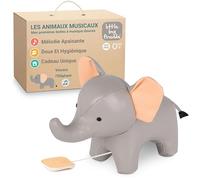 Little Big Friends Jouet Musical bébé | Peluche éléphant Musicale à Tirette sans Pile | Jouet d’éveil sensoriel pour bébé et Tout-Petit | Vincent l’Éléphant