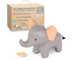 Little Big Friends Jouet Musical bébé | Peluche éléphant Musicale à Tirette sans Pile | Jouet d’éveil sensoriel pour bébé et Tout-Petit | Vincent l’Éléphant