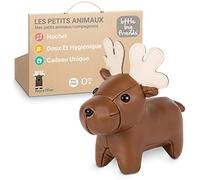 Little Big Friends Les Tiny Friends | Hochet Bébé 0-6 Mois | Animal Tout Doux & Facile à Nettoyer | Jouet Éveil Léger pour Développement Sensoriel | Cadeau Naissance Original | Bruce l'Élan