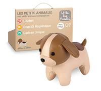 Little Big Friends Les Tiny Friends | Hochet Bébé 0-6 Mois | Jouet d'Éveil Doux & Facile à Nettoyer | Compagnon Nomade pour Poussette ou Lit Bébé | Adrien Le Chien