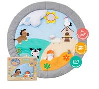 Little Big Friends Round Baby Activity Playmat - Multi-Sensory Tummy Time Gym | Develops Motor Skills & Sensory Awareness | Farm