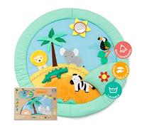 Little Big Friends Tapis d’éveil rond multi-activités | Tapis sensoriel pour bébé avec coussin et 10 jeux | Pliable et nomade | Jungle