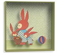 Little big room by Djeco-Tableau relief Famille lapin - Kaki