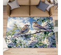 Little Bird Tapis de sol lavable pour salon et chambre à coucher Motif oiseaux sur branches 50 x 80 cm