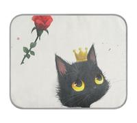 Little Black Cat and Rose Cartoon Summer Outdoor Dog Cooling Mat Self Cooling Outdoor Dog Bed for Puppy Outside Cat Cat Accessoires Camas frias para Perros S