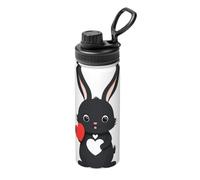 Little Black Rabbit Holding A Heart Bouteille d'eau isotherme en vrac en acier inoxydable avec couvercle pour adultes Idéal pour un usage quotidien et les activités de plein air 532 ml