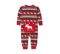 Little Blue House by Hatley - Fair Isle Bear & Moose Family Union Suits Grenouillère - Enfant - Rouge (Dog Union Suit - Moose Fair Isle 600) - XXXX-Small