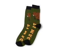Little Blue House Men's Printed Crew Socks Chaussettes décontractées, Dam It, Taille Unique (Lot de 2) Homme