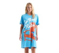 Little Blue House Women's Nightshirt Chemise de Nuit, Sirotez et détendez-Vous, Taille Unique Femme