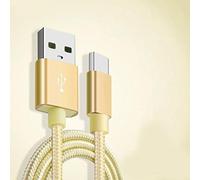 Câble Metal Nylon Renforcé Chargeur Usb/Type C 1,5m Tréssé Couleur Or Compatible Samsung Lg Sony Wiko Blackberry Motorola Asus Huawei Honor Archos Teeno Little Boutik®