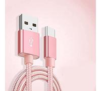 Câble Metal Nylon Renforcé oplader USB/Type C 1,5m Tréssé Couleur Rose Compatible Samsung LG Sony Wiko Blackberry Motorola Asus Huawei Honor Archos
