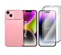 Coque Cam Slide couleur Rose + 2 Verres Trempes Pour iPhone 14