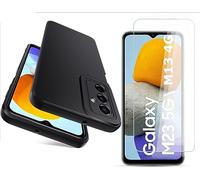 Little Boutik Coque Silicone Noir + Vitre Protection Ecran pour Samsung Galaxy M13 4G / M23 5G