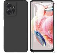 Coque Silicone Noir + Vitre Protection Ecran Pour Xiaomi Redmi Note 12 4G