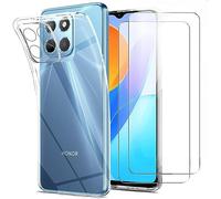 Little Boutik Coque Silicone Transparente + 2 Vitres Protection Ecran pour Honor X6/Honor X8 5G/Honor 70 Lite 5G