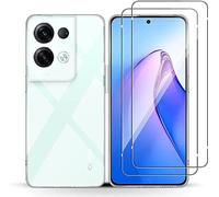 Little Boutik Coque Silicone Transparente + 2 Vitres Protection Ecran pour Oppo Reno 8 Pro 5G