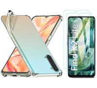 Coque Silicone Transparente Angles Renforces + 2 Verres Trempes Pour Oppo Find X2 Lite