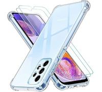 Coque Silicone Transparente Angles Renforces + 2 Verres Trempes Pour Samsung A23 5G