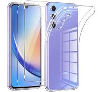 Coque Transparente pour Samsung Galaxy A34 5G (6,6) et 2 Verres Trempé Film Protection Ecran