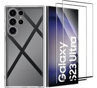 Little Boutik Coque Transparente pour Samsung Galaxy S23 Ultra (6,8") et 2 Verres Trempé Film Protection Ecran