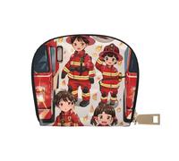 Little Boys and Girls in Firefighters Porte-monnaie pour homme et femme en cuir mignon avec fermeture éclair, porte-monnaie, blanc, taille unique