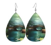 Little Bridge in the East Boucles d'oreilles pendantes élégantes en forme de larme pour femme, boucles d'oreilles légères en cuir, design polyvalent au quotidien