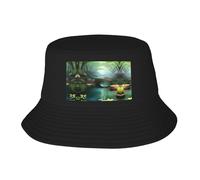 Little Bridge in The East Chapeau cloche pour adulte Chapeau de protection solaire Chapeau de pêcheur imprimé Casquette de pêche pour homme et femme Noir
