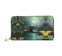Little Bridge in the East Portefeuille long en cuir, impression double face, matériau en cuir microfibre, unisexe, imperméable et durable