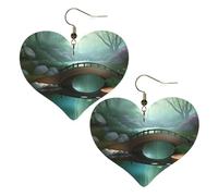 Little Bridge in the East Prints Boucles d'oreilles élégantes en forme de cœur légères Accessoires pour femme Parfait pour les fêtes et la Saint-Valentin.