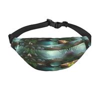 Little Bridge in the East Sac banane à bandoulière pour garçons, grand sac banane de voyage tendance pour le sport, la course à pied, le cyclisme, les voyages, la pêche