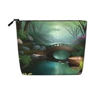 Little Bridge in The East Trousse de maquillage imperméable en imitation lin avec fermeture éclair pour vos besoins quotidiens ou de voyage, Noir , Taille unique